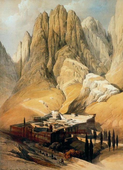 Wikioo.org - The Encyclopedia of Fine Arts - Painting, Artwork by David Roberts - Convent of St. Catherine with Mount Horeb 1