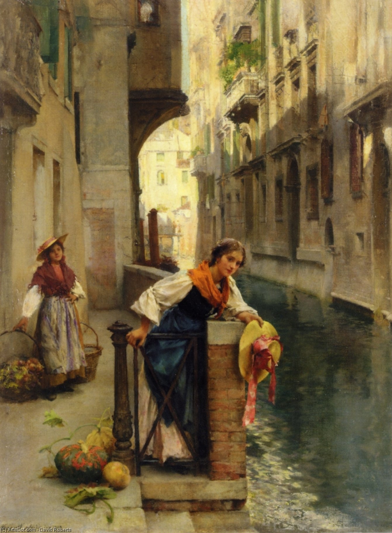 WikiOO.org - Εγκυκλοπαίδεια Καλών Τεχνών - Ζωγραφική, έργα τέχνης David Roberts - Fruit Sellers from the Islands, Venice