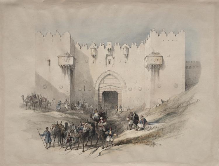 Wikioo.org - The Encyclopedia of Fine Arts - Painting, Artwork by David Roberts - Gate Of Damascus, Jerusalem