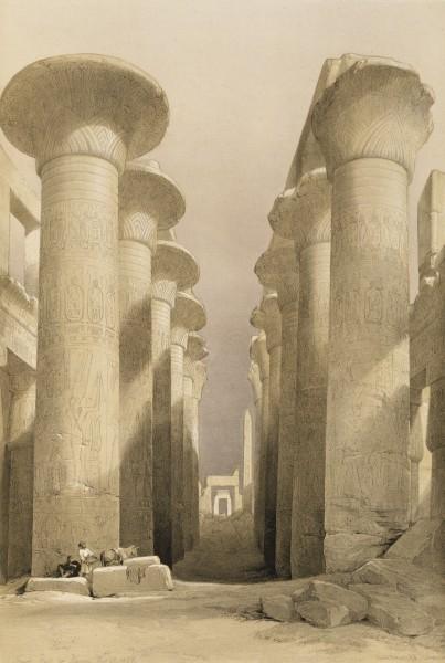Wikioo.org - The Encyclopedia of Fine Arts - Painting, Artwork by David Roberts - Great Hall At Karnac, Thebes