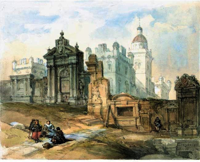 WikiOO.org - Enciclopedia of Fine Arts - Pictura, lucrări de artă David Roberts - Greyfriars Churchyard, Edinburgh