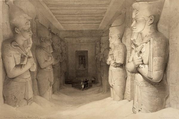 Wikioo.org - The Encyclopedia of Fine Arts - Painting, Artwork by David Roberts - Interior Of The Temple Of Aboo-Simbel