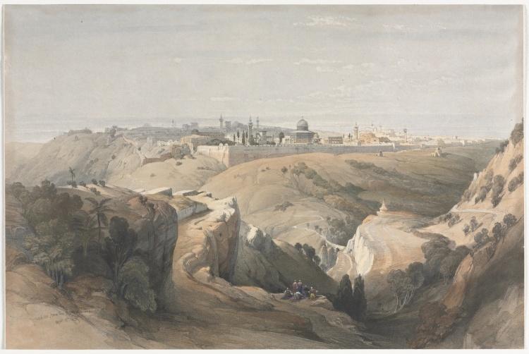 Wikioo.org - The Encyclopedia of Fine Arts - Painting, Artwork by David Roberts - Jerusalem From The Mount Of Olives 1