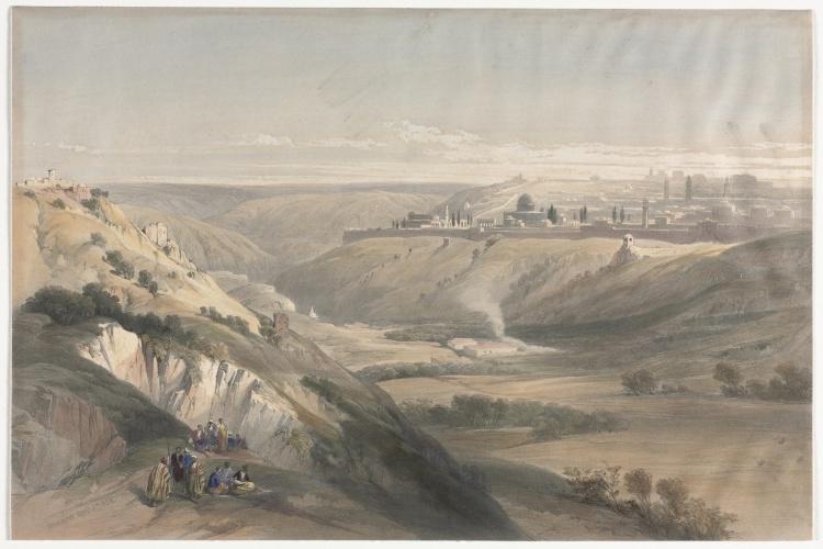 WikiOO.org - אנציקלופדיה לאמנויות יפות - ציור, יצירות אמנות David Roberts - Jerusalem From The Mount Of Olives