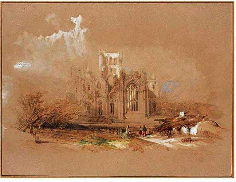 WikiOO.org - Εγκυκλοπαίδεια Καλών Τεχνών - Ζωγραφική, έργα τέχνης David Roberts - Melrose Abbey, Scotland