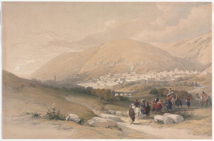 Wikoo.org - موسوعة الفنون الجميلة - اللوحة، العمل الفني David Roberts - Nablus Ancient Shechem