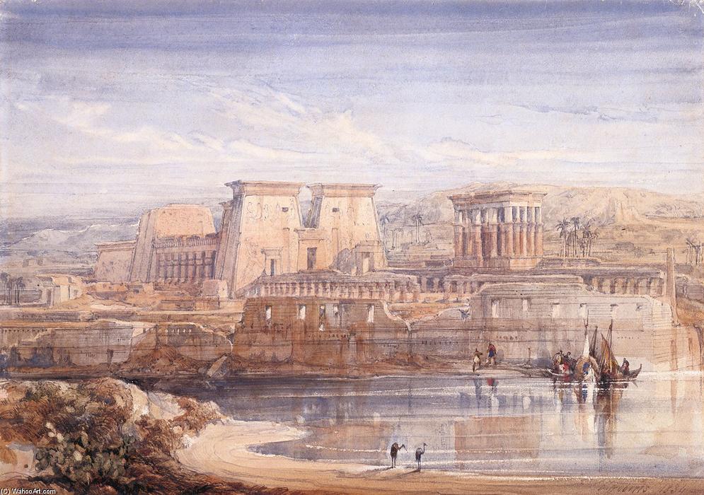 Wikioo.org - The Encyclopedia of Fine Arts - Painting, Artwork by David Roberts - Philae. A View Of The Temples From The South