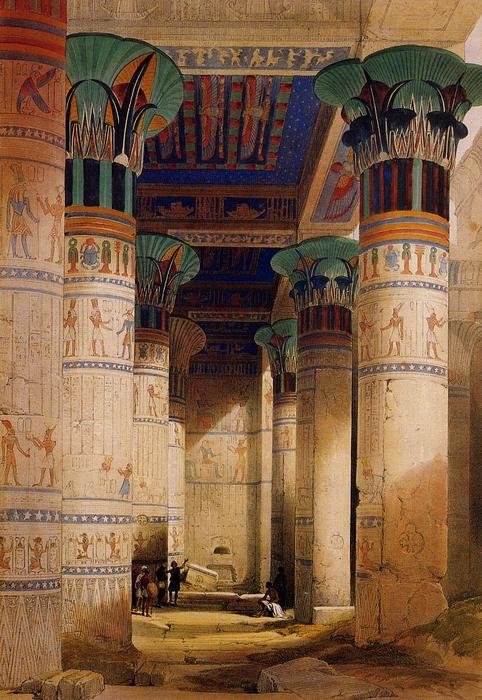 Wikioo.org - The Encyclopedia of Fine Arts - Painting, Artwork by David Roberts - Portico of the Temple of Isis at Philae