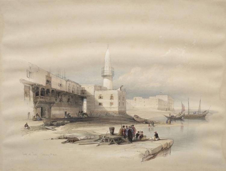 Wikioo.org - The Encyclopedia of Fine Arts - Painting, Artwork by David Roberts - Quay At Suez