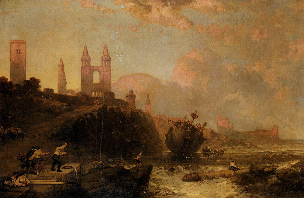 Wikioo.org - The Encyclopedia of Fine Arts - Painting, Artwork by David Roberts - Ruins Of St. Andrews Cathedral And Church Of St. Regulus, Fife, Scotland