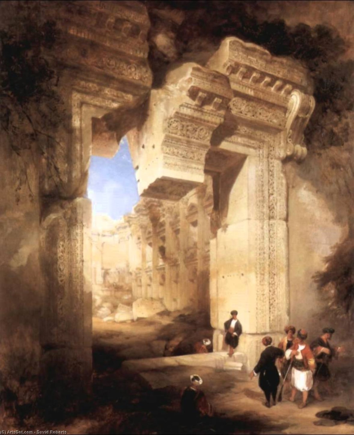 Wikioo.org - The Encyclopedia of Fine Arts - Painting, Artwork by David Roberts - The Gateway Of The Great Temple At Baalbec