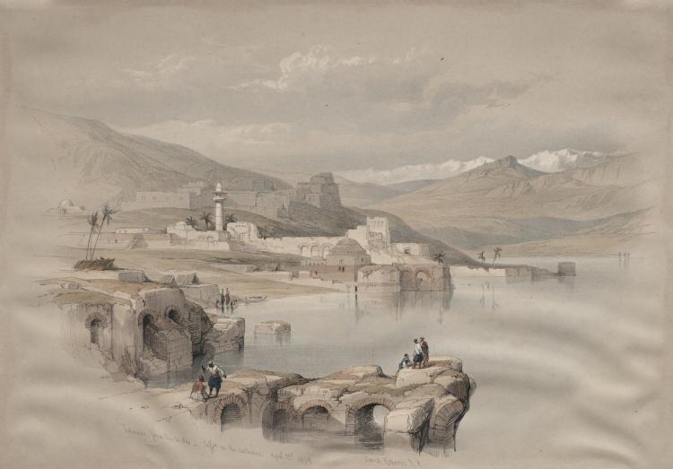 Wikioo.org - The Encyclopedia of Fine Arts - Painting, Artwork by David Roberts - Tiberias, From The Walls, Safet In The Distance