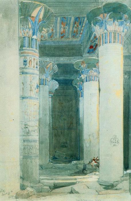WikiOO.org - دایره المعارف هنرهای زیبا - نقاشی، آثار هنری David Roberts - Under the Grand Portico of Philae
