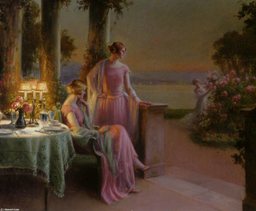Wikioo.org - สารานุกรมวิจิตรศิลป์ - จิตรกรรม Delphin Enjolras - Elegant Ladies Taking Tea