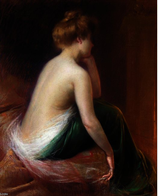 Wikioo.org – L'Encyclopédie des Beaux Arts - Peinture, Oeuvre de Delphin Enjolras - femme assise dans lit