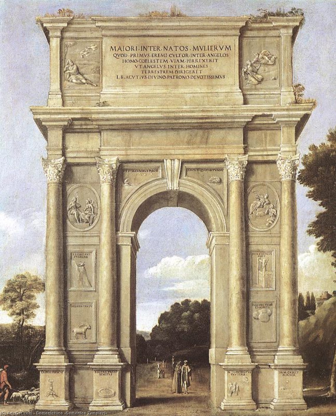 Wikioo.org - The Encyclopedia of Fine Arts - Painting, Artwork by Domenichino (Domenico Zampieri) - A Triumphal Arch of Allegories