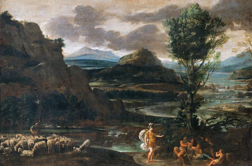 Wikoo.org - موسوعة الفنون الجميلة - اللوحة، العمل الفني Domenichino (Domenico Zampieri) - Erminia among the Shepherds