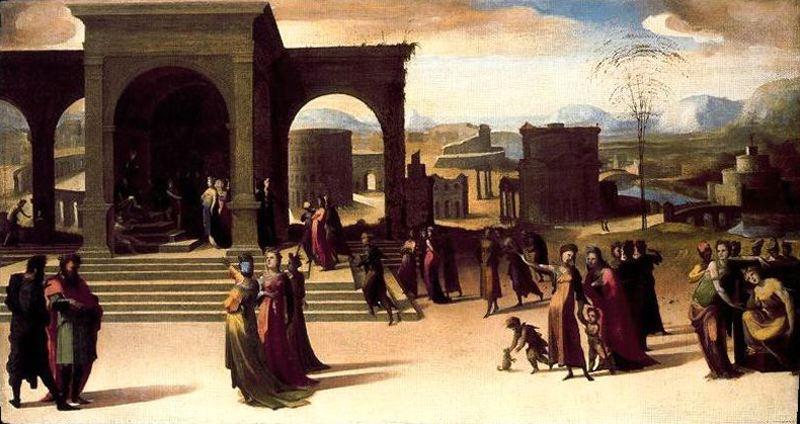 Wikioo.org – La Enciclopedia de las Bellas Artes - Pintura, Obras de arte de Domenico Di Pace Beccafumi - Una Escena no identificada