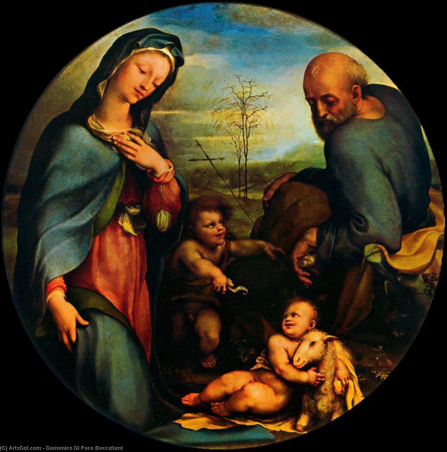 Wikioo.org - The Encyclopedia of Fine Arts - Painting, Artwork by Domenico Di Pace Beccafumi - Holy Family with St. John