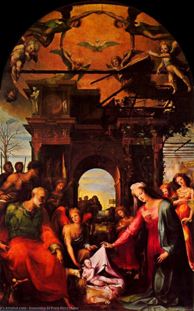 WikiOO.org - Encyclopedia of Fine Arts - Festés, Grafika Domenico Di Pace Beccafumi - Nativity
