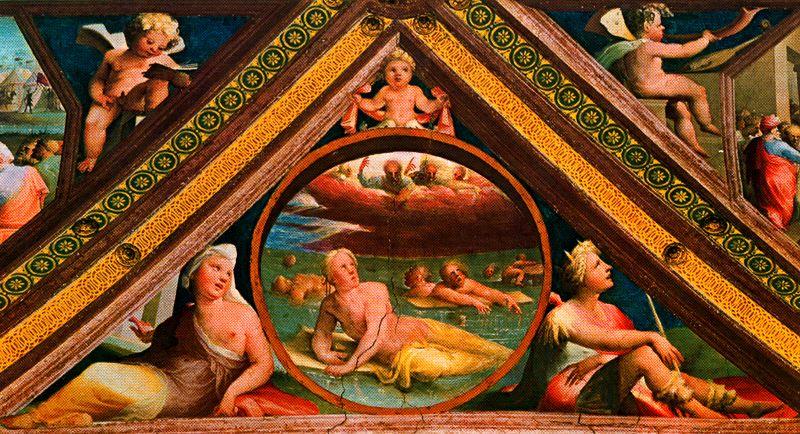 Wikioo.org - Die Enzyklopädie bildender Kunst - Malerei, Kunstwerk von Domenico Di Pace Beccafumi - Pennacchio mit dem Überschwemmung