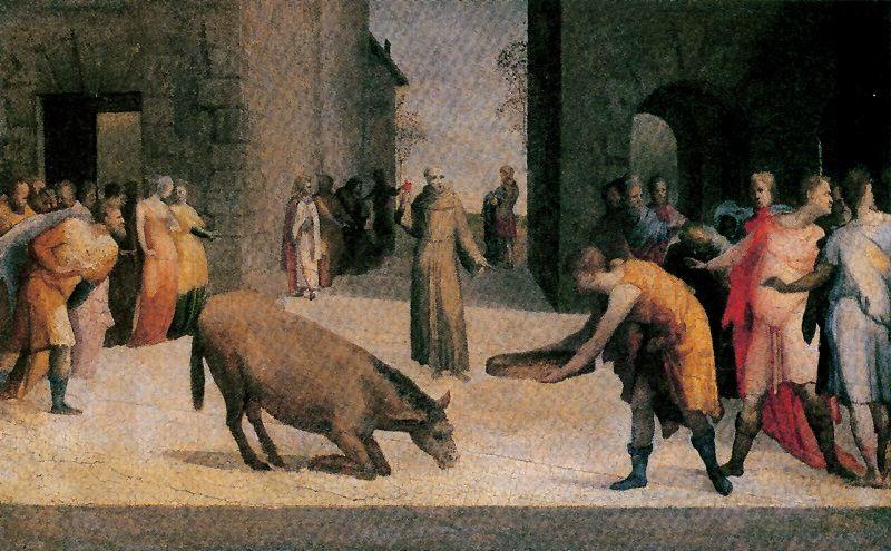 Wikioo.org - สารานุกรมวิจิตรศิลป์ - จิตรกรรม Domenico Di Pace Beccafumi - San Antonio and the miracle of the mule