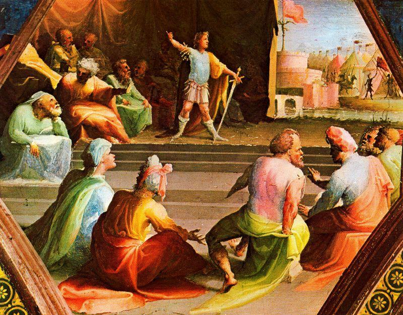 WikiOO.org - Encyclopedia of Fine Arts - Festés, Grafika Domenico Di Pace Beccafumi - Scipio appointed tribune of the soldiers