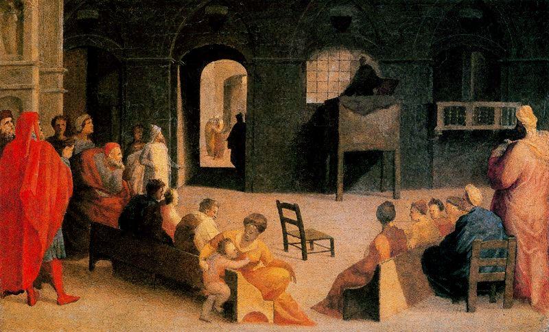 Wikioo.org – La Enciclopedia de las Bellas Artes - Pintura, Obras de arte de Domenico Di Pace Beccafumi - St Bernard de Siena rezando