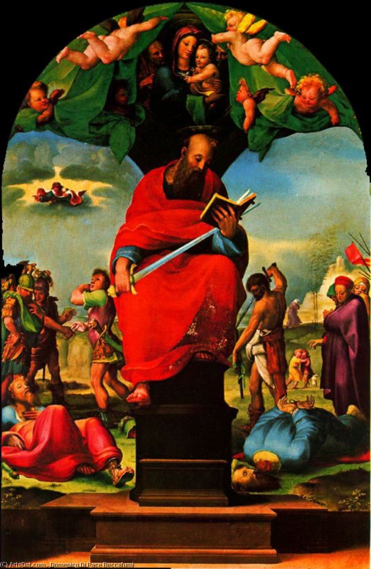 Wikioo.org - Die Enzyklopädie bildender Kunst - Malerei, Kunstwerk von Domenico Di Pace Beccafumi - Str . Paul auf dem Thron