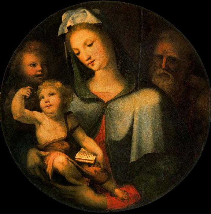 Wikioo.org - Die Enzyklopädie bildender Kunst - Malerei, Kunstwerk von Domenico Di Pace Beccafumi - der heilige familie mit dem kind st Klo