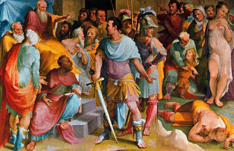WikiOO.org - Encyclopedia of Fine Arts - Festés, Grafika Domenico Di Pace Beccafumi - The killing of Spurius Melius