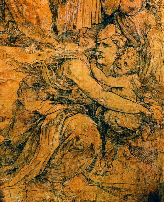 Wikioo.org – La Enciclopedia de las Bellas Artes - Pintura, Obras de arte de Domenico Di Pace Beccafumi - La perforación de los Judios por los levitas