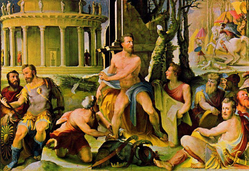 Wikioo.org - The Encyclopedia of Fine Arts - Painting, Artwork by Domenico Di Pace Beccafumi - The sacrifice of Codrus, King of Athens