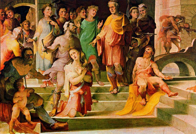 WikiOO.org - Енциклопедия за изящни изкуства - Живопис, Произведения на изкуството Domenico Di Pace Beccafumi - The sacrifice of Seleucus of Locri 1