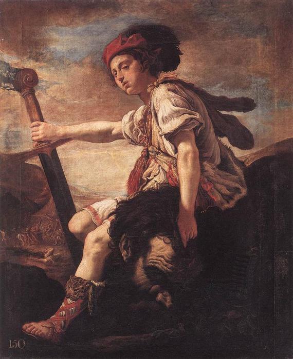 Wikioo.org – La Enciclopedia de las Bellas Artes - Pintura, Obras de arte de Domenico Feti (Domenico Fetti) - David con el cabeza de Goliath