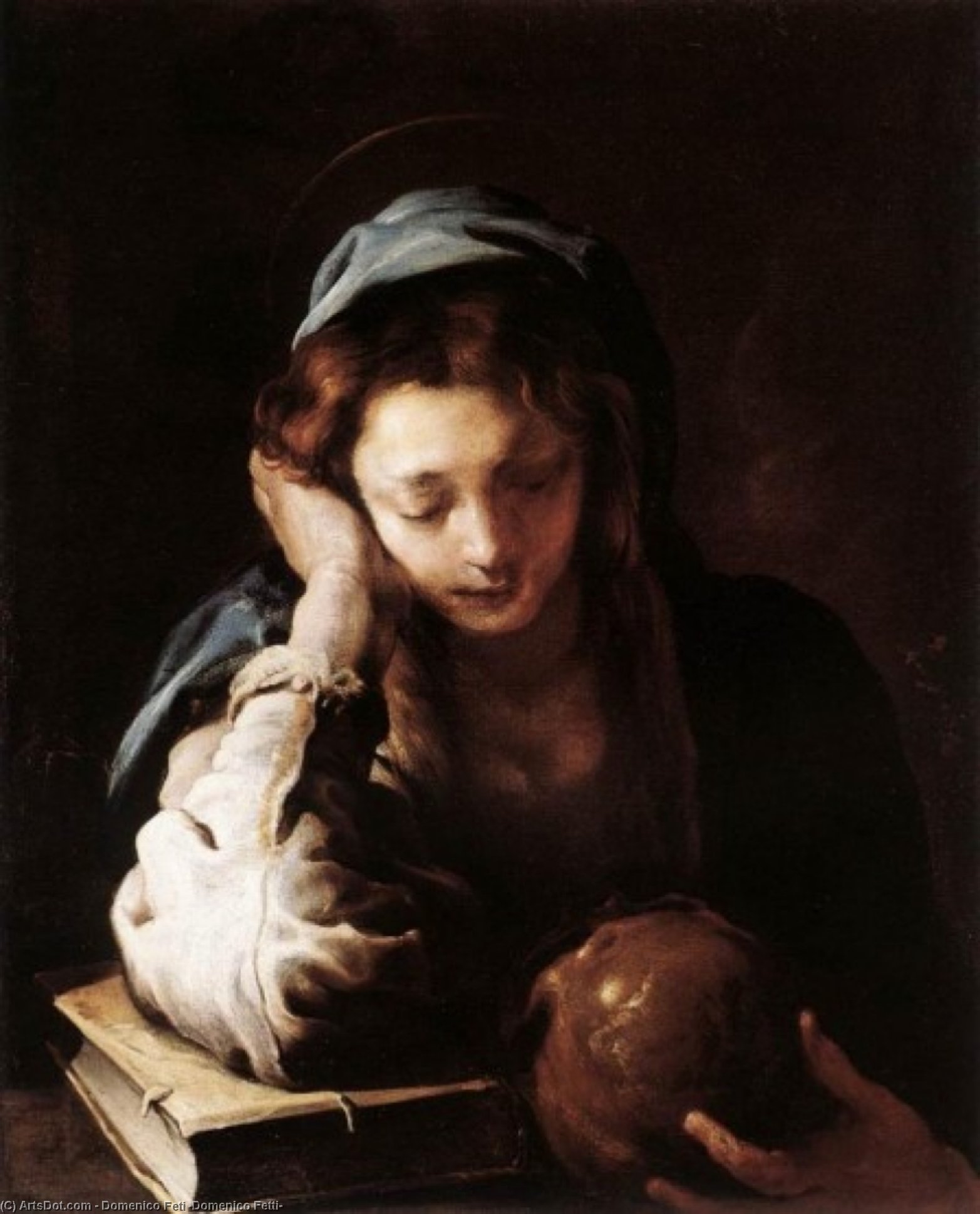 WikiOO.org - Enciclopédia das Belas Artes - Pintura, Arte por Domenico Feti (Domenico Fetti) - The Repentant St Mary Magdalene