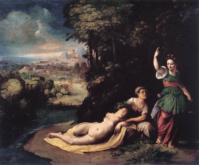 Wikioo.org – La Enciclopedia de las Bellas Artes - Pintura, Obras de arte de Dosso Dossi (Giovanni Di Niccolò De Luteri) - Diana y Calisto