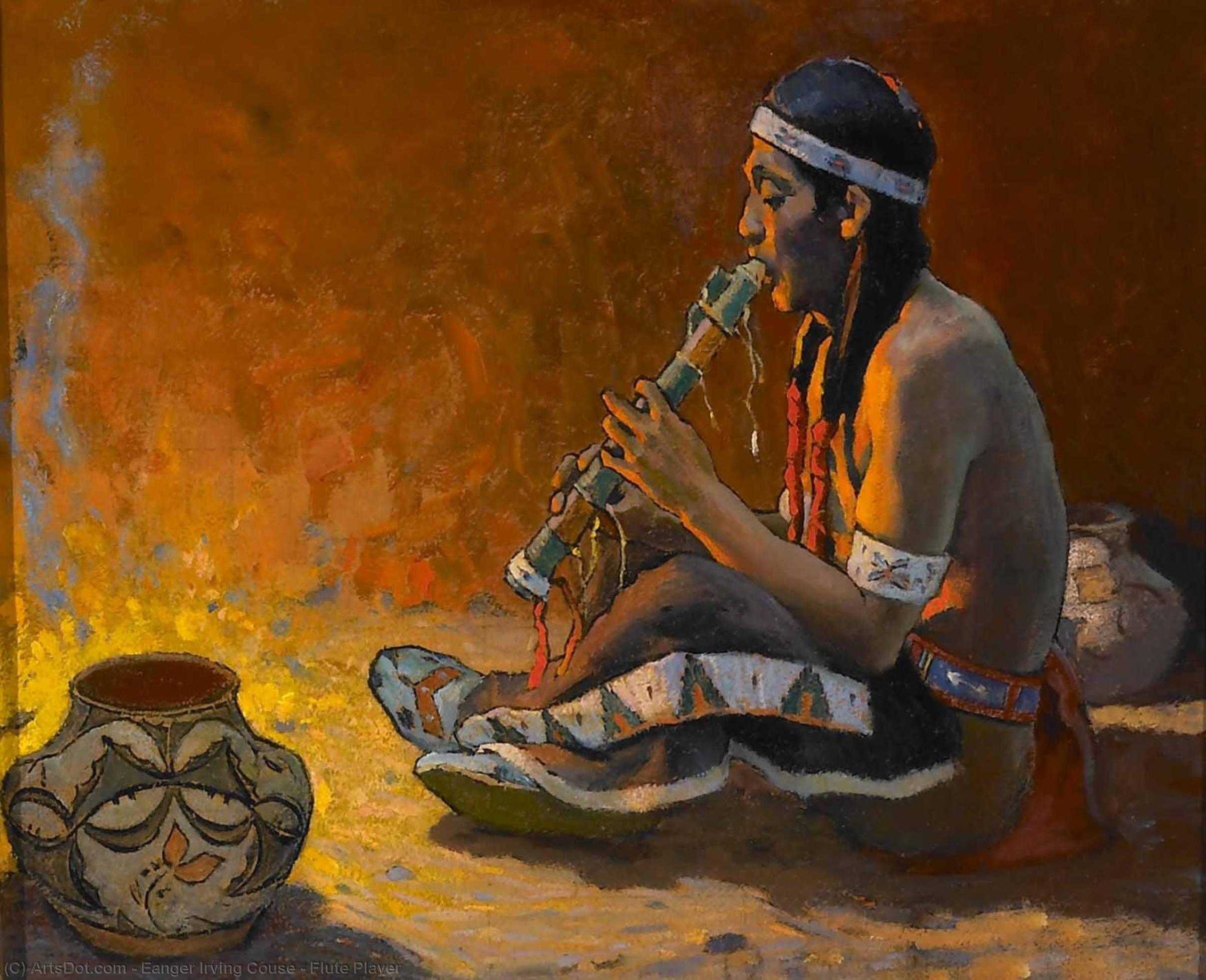 Wikioo.org - The Encyclopedia of Fine Arts - Painting, Artwork by Eanger Irving Couse - Flute Player