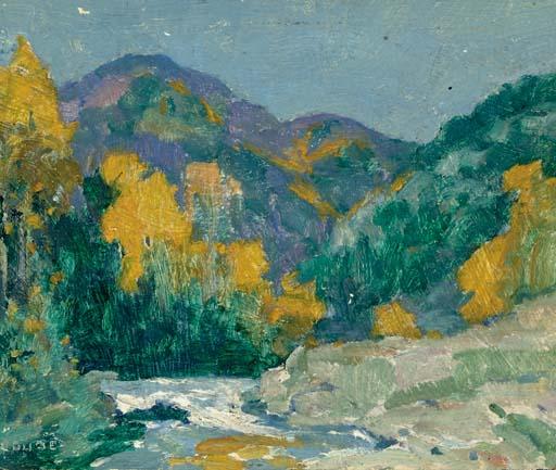Wikioo.org - The Encyclopedia of Fine Arts - Painting, Artwork by Eanger Irving Couse - Landscape with Stream