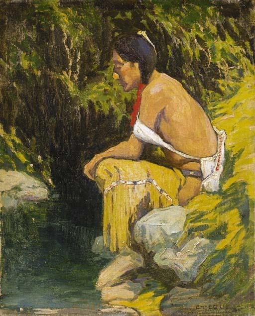 WikiOO.org - Encyclopedia of Fine Arts - Lukisan, Artwork Eanger Irving Couse - Resting