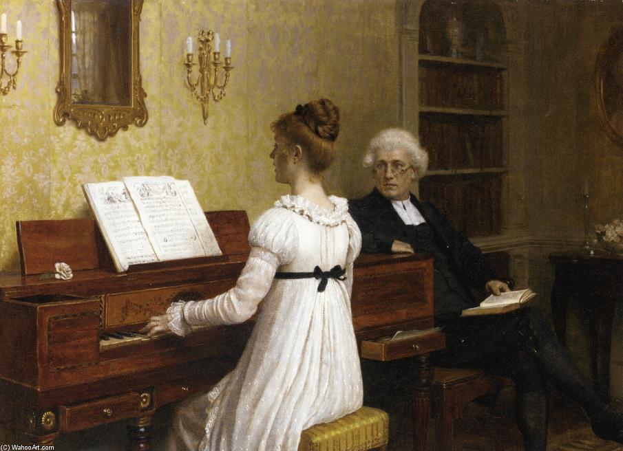 Wikioo.org - Bách khoa toàn thư về mỹ thuật - Vẽ tranh, Tác phẩm nghệ thuật Edmund Blair Leighton - The Piano Lesson