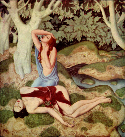Wikioo.org - The Encyclopedia of Fine Arts - Painting, Artwork by Edmund Dulac - Aphrodite and Adonis