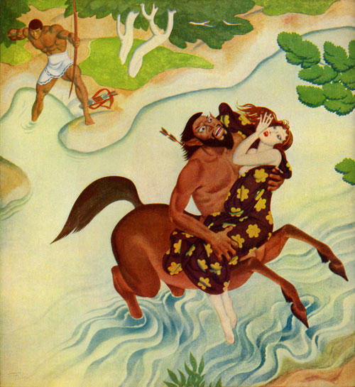 Wikioo.org - The Encyclopedia of Fine Arts - Painting, Artwork by Edmund Dulac - Herakles and Deianeira