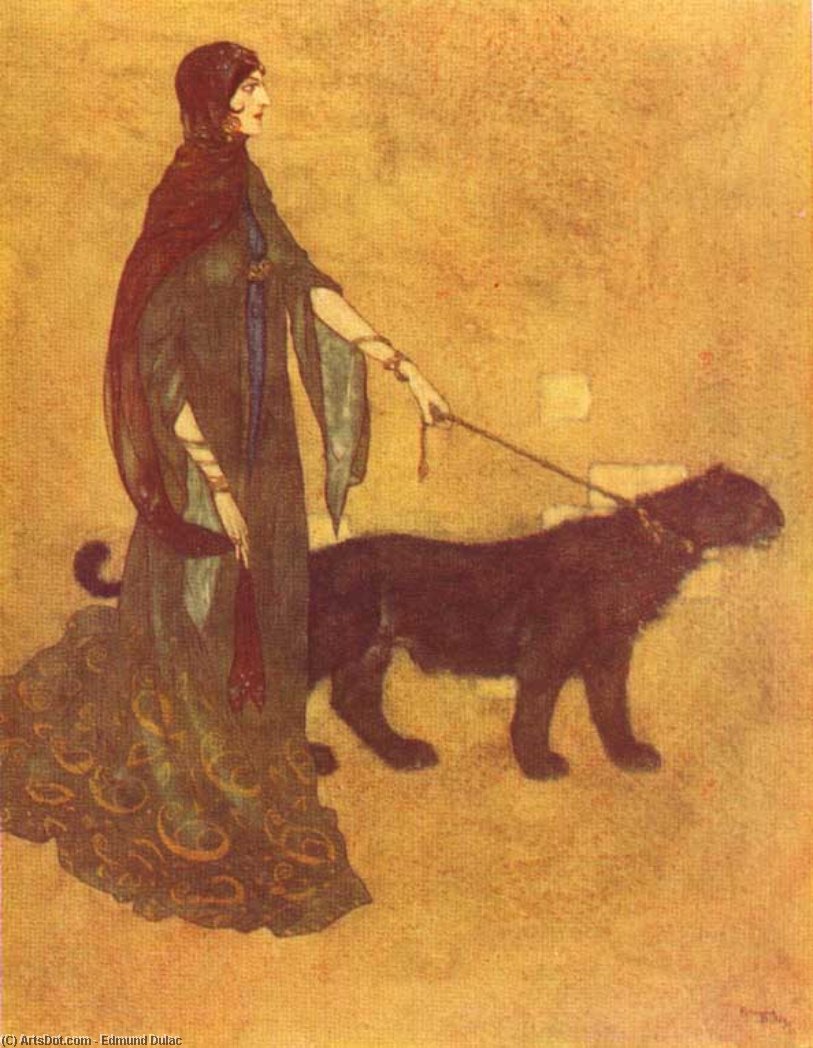 Wikioo.org - The Encyclopedia of Fine Arts - Painting, Artwork by Edmund Dulac - Queen of the Ebony Isles