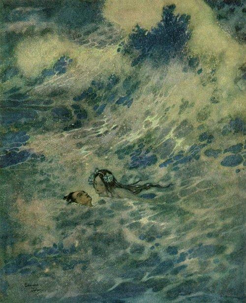 Wikioo.org - The Encyclopedia of Fine Arts - Painting, Artwork by Edmund Dulac - She Saved the Prince