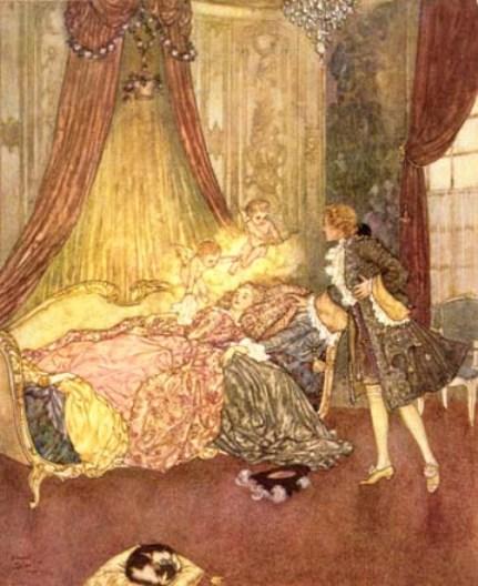Wikioo.org - The Encyclopedia of Fine Arts - Painting, Artwork by Edmund Dulac - Sleeping Beauty 2