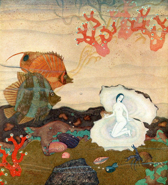 Wikioo.org - The Encyclopedia of Fine Arts - Painting, Artwork by Edmund Dulac - The Birth of the Pearl
