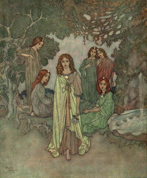 Wikioo.org - The Encyclopedia of Fine Arts - Painting, Artwork by Edmund Dulac - The Fairy of the Garden