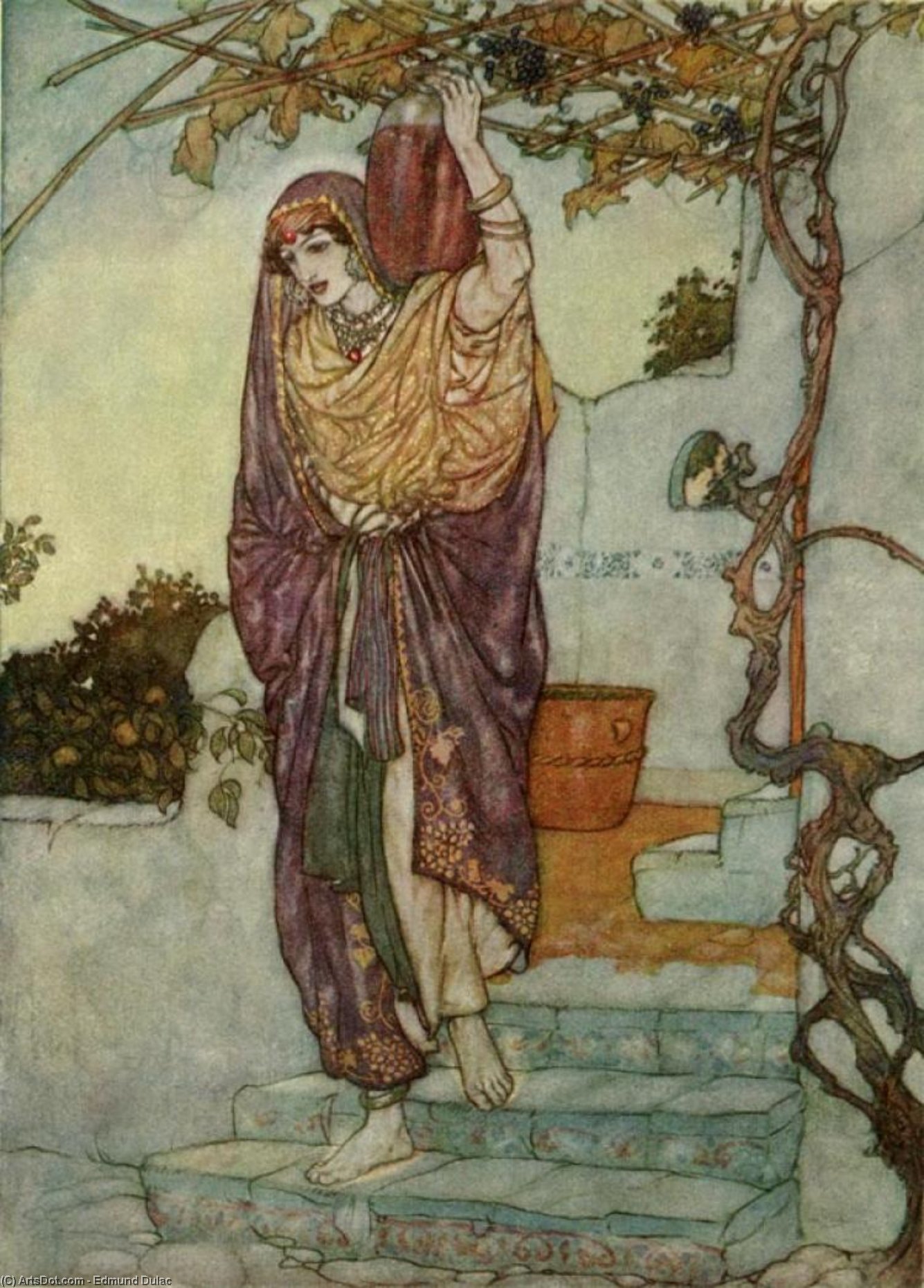 Wikioo.org - The Encyclopedia of Fine Arts - Painting, Artwork by Edmund Dulac - The Rubaiyat. Came Shining through the Dusk
