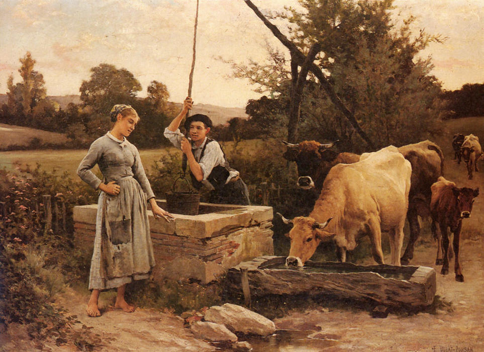 WikiOO.org - Encyclopedia of Fine Arts - Lukisan, Artwork Edouard Debat-Ponsan - At the Well